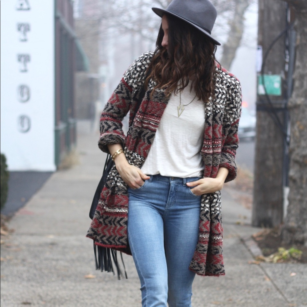 Free People | Iona Distressed Pattern Belted Cardi